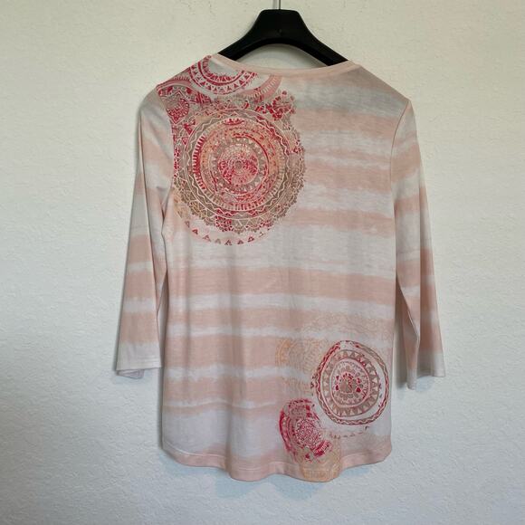 Chico’s Zenergy‎ Medallion Tee Peach White 0 Small - Picture 8 of 9